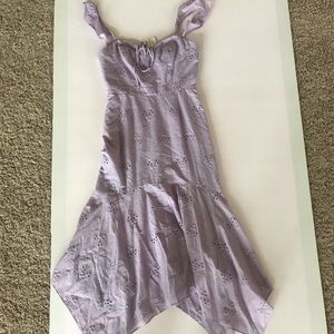 Wayf purple eyelet midi dress nwt